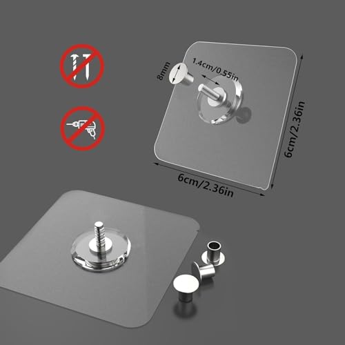 14 Pack Adhesive Wall Hooks, Wall Hangers Without Nails, No Damage Picture Hooks Waterproof and Rustproof to use Inside Kitchen, Bathroom, Home and Office（14mm） - size: 14 mm