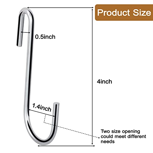 ESFUN 30 Pack Heavy Duty S Hooks Pan Pot Holder Rack Hooks Hanging Hangers S Shaped Hooks for Kitchenware Pots Utensils Clothes Bags Towels Plants -4 Inch - size: 4.0 inch