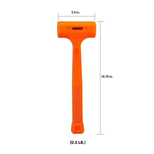 NEIKO 02842A Dead Blow Hammer, 0.5 Pounds, Neon Orange Deadblow Hammers, Mallet, Spark and Rebound Resistant, Unibody Molded, Soft Blow Rubber, Checkered Grip, Steel Shot and Core - size: 0.5 Pound, style: Dead Blow