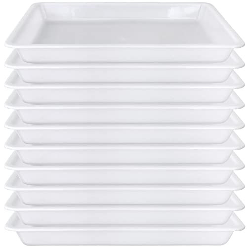 10 Pack Plastic Art Trays,Activity Crafts Tray,Organizer Tray,Serving Tray for Home,School,Kids,DIY Projects,Painting,Beads (White) - color: White