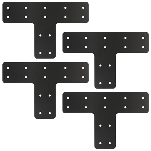4 Pcs 12*8 Inch T Post Timber Brackets,Post to Beam Connector - style: 4 Pack T Shape(12×8)