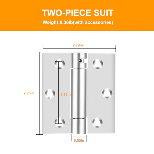 3" Spring Door Hinges Stainless Steel Self-Closing Heavy Duty Hardware 2Pcs | 3.5 Inch Spring Loaded Hinges with 5/8'' Radius Corners can Automatically Turn Off and Adjust Tension