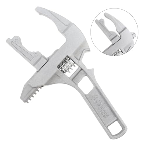 Stubby Adjustable Wrench, Large Opening Wrench Spanner, Aluminum Alloy Wide Jaw Spanner Repair Tool for Bathroom Washbasin Tube Plumbing Automotive