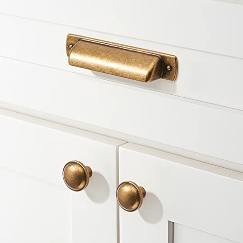 khtumeware 10 Pack 2-1/2"(64mm Drawer Pulls Antique Brass Cabinet Cup Pulls Kitchen Hardware Cabinet Handles Drawer Handles Knobs 2-1/2 inch Hole Center - color: Antique Brass, size: Cup Pulls 2-1/2" Hole Center