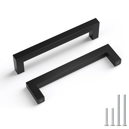 Goldenwarm 5 Inch 10 Pack Black Cabinet Handles Kitchen Drawer Pulls - color: Black, size: 5'' Hole Center