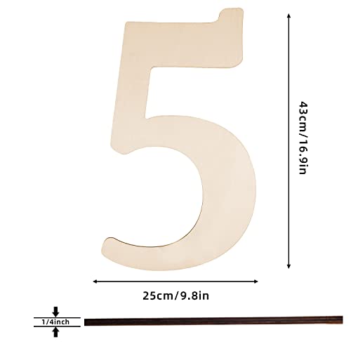 17 Inch Large Wooden Numbers 5, Wood Numbers Cutout for DIY Crafts - color: 5, size: 17 Inch
