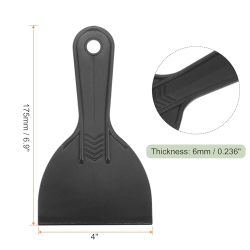 HARFINGTON 5pcs Putty Scraper 4" Width 6mm Thin Flexible Plastic Putty Knives for Taping Drywall Spreading Painting Wall Scratching - color: Black, size: 4"