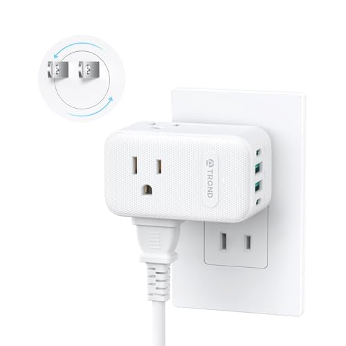 TROND 2 Prong to 3 Prong Outlet Adapter with 360 Rotating Plug - color: White, size: 2 Prong-1 Pack