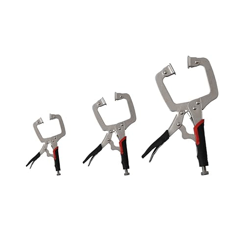 Xiao & Dao Pro 3PCS 6 Inch 8 Inch 11 Inch C Clamp Locking Pliers, Heavy Duty Welding C Clamp Pliers with Swivel Pads, Vise Grip Locking Pliers Face Clamps for Woodworking, Welding, Building