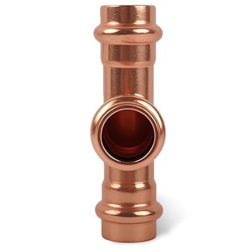 1/2 Inch Copper Press Tee – PxPxP 3-Way Pipe Fitting, 1/2'' Press Fittings Compatible, Lead-Free Copper Plumbing Fittings for Potable Water – 10 Pack - size: 1/2" copper press tee-10P