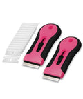 Bates- Razor Blade Scraper Tool, 2 Pack, 30 Extra Stainless Steel Blades, Anti-Slip Ergonomic Handle Design, Razor Scraper Set for Cleaning Window, Paint, Oven, Glass, Stove - color: Black & Pink