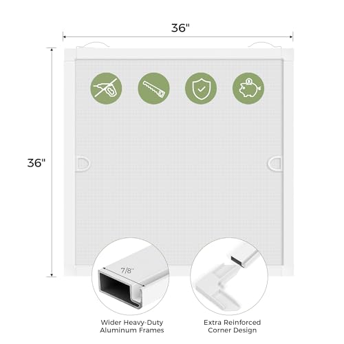 FLYZZZ 2-Pack Window Screen Frame Kit, Heavy-Duty DIY Window Screen Replacement Kit up to 36" x 36" with Upgraded Aluminum Frame (125g/m), Full Tool Set & Easy-Install Clips - size: 36" x 36"