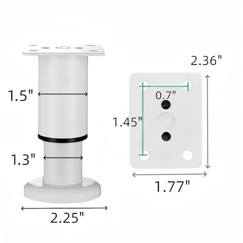 4Pcs White Adjustable3.1-4.7 Inch Metal Furniture Legs for Cabinet Sofa - color: White, size: 3.1"- 4.7"-Set of 4