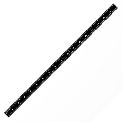 PEC Tools 18" Flexible Metal Ruler, Stainless Steel with Black Chrome Finish, High Contrast, 16R Graduation (1/32", 1/64", 1/50", 1/100"), Easy to Read Machinist Rule for Professionals, Made in USA - color: Black Chrome-Flexible, size: 18"