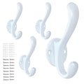 4 Pack Coat Hooks Wall Mount Heavy Duty Utility Retro Double Hooks for Hanging Coats,Hat, Towel, Key, Robe, Scarf, Bag, Cap (White) - color: 4 Pack-White