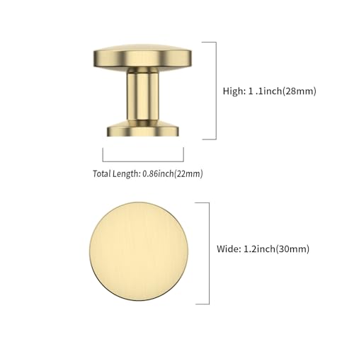 Asidrama 10 Pack Brushed Brass Kitchen Cabinet Knobs Dresser Knobs Drawer Knobs Cabinet Hardware Zinc Knobs for Dresser Drawers - color: Brushed Brass, style: 10 Pack