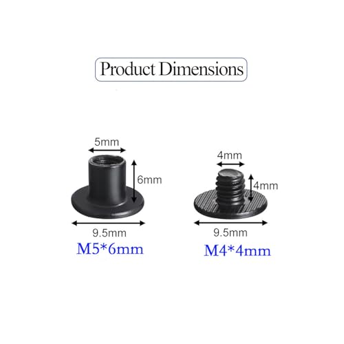 Alloygold 50 Sets M5x6 Matte Black Chicago Screws Leather Rivets Slotted Phillip Head Screw Rivets Chicago Bolts for DIY Leather Craft Bookbinding 3/16" x1/4" - color: matte black, size: M5*6mm