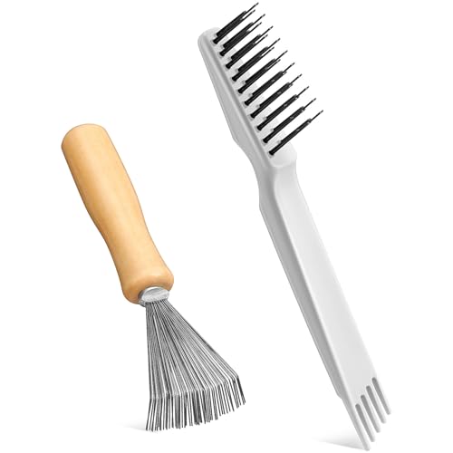 Boao 2 Pack Hair Brush Cleaner,Gray, Wood Color,Polished Wooden Handle Rake - color: Gray, Wood Color, style: Polished Wooden Handle Rake