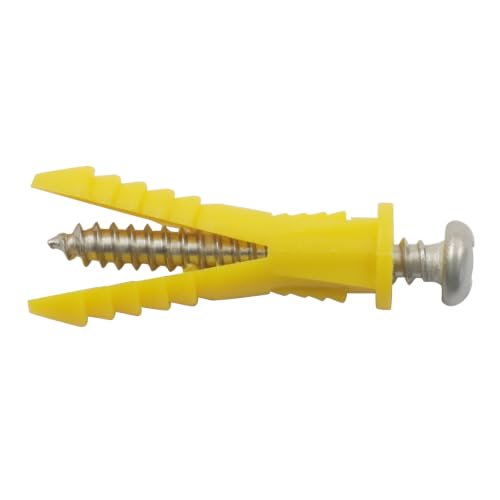 Drywall Anchors and Screws Kit, 100 Pcs, #4-#6 7/8" Yellow - size: 7/8"