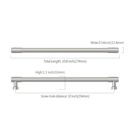 Asidrama Brushed Satin Nickel Kitchen Cabinet Pulls,10 Inch,10 Pack - color: Brushed Satin Nickel, size: 10" Hole Center