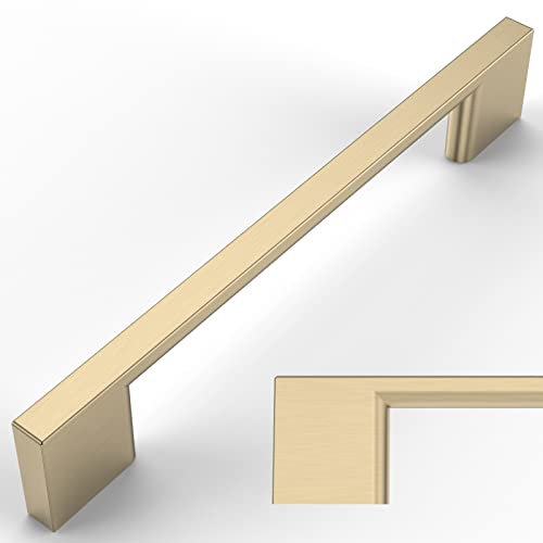 Amerdeco 10 Pack Brushed Brass Cabinet Pulls 5" - color: Brushed Brass, size: 5" hole center