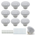 10-Pack Ceramic Cabinet Knobs Gray 32mm Round Drawer Pull - color: Gray