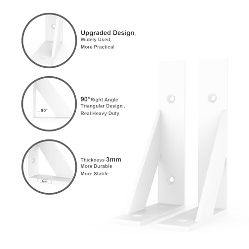 Shelf Brackets,White Shelf Brackets 6 x 4 Inch 4Pack - size: 4x6inch-white