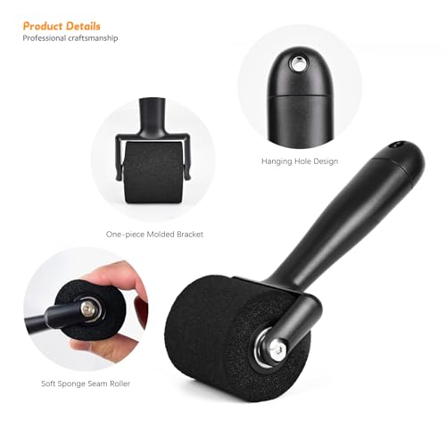 EHDIS Wallpaper Smoothing Tool Kit with Sponge Seam Roller, Vinyl Squeegee,Cutting Tool for Peel and Stick on Contact Paper,Window Tint Film,Decal,Graphics Installation
