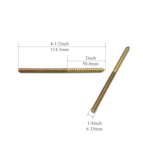 12 Pack 1/4-20 x 4-1/2 Inch Hanger Bolts Double Headed Wood Dowel Self-Tapping Screw for Furniture Double Threaded Rods 114.3mm Length - size: 1/4-20"x4-1/2"-12PCS