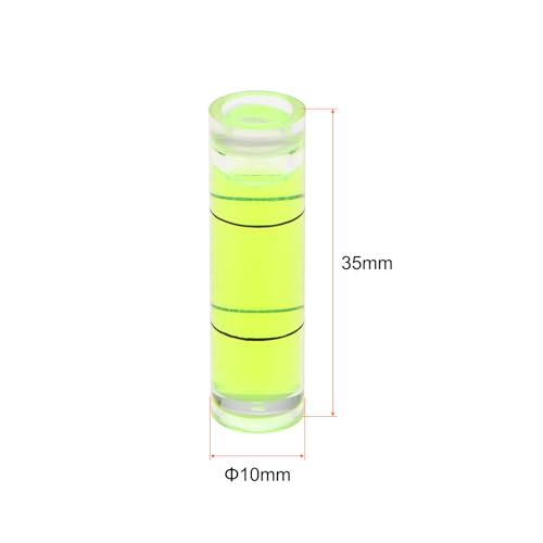 HARFINGTON 6pcs Small Cylindrical Bubble Level Vials 10x35mm PMMA Mini Horizontal Bubble Spirit Level Measuring Layout Tools for RV TV Picture Frame Hanging Tool Leveler - size: 10x35mm