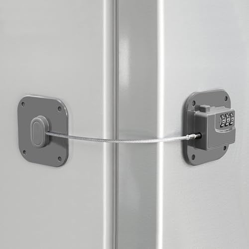 Refrigerator Lock, Heavy Duty Fridge Lock, Combination Lock for Refrigerator Cabinets, Drawers, Safety, Easy Install No Keys Needed (Grey-1Pack) - color: Grey-1Pack