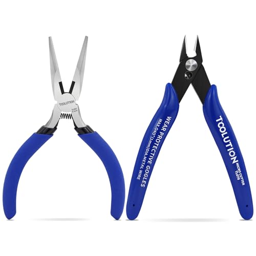 2-Piece Precision Pliers Set 5 Inch Mini Needle Nose Pliers & Wire Cutters - size: Needle Nose Pliers & Flush Cutters