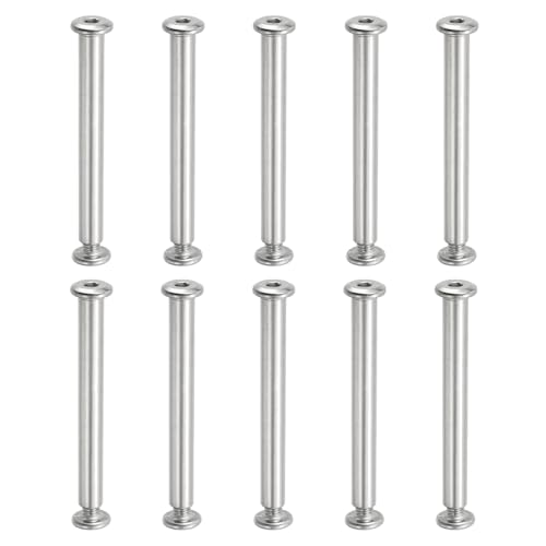 PATIKIL Hex Chicago Screws, 10 Set Binding Screw Posts M6 x 70 mm Connecting Hex Drive Socket Cap Bolt Nuts for Scrapbook Leather Belt Album Photo Furniture Repair, Silver - size: M6 x 70
