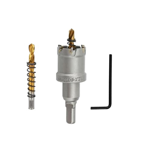1-1/8'' TCT Hole Saw Kit Tungsten Carbide Tipped Hole Saw Drill Bit with Titanium-Plated Pilot Drill bit for Metal, Stainless Steel, Iron (30MM) - size: 30MM | 1-1/8''