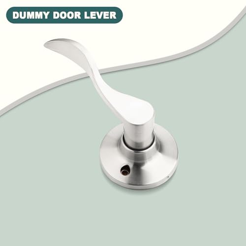 GOBEKOR 6 Pack Half Dummy Lever Door Handles Brushed Nickel Wave Left-Handed Door Lever Non-Turning Lock Interior Closet French Door Handles - size: Left-Handed Dummy Lever