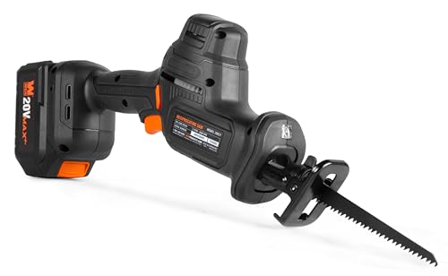 WEN 20V Max Cordless Reciprocating Saw, Brushless Compact One-Handed Design with 4.0 Ah Lithium-Ion Battery and Charger (20631) - size: Cordless, Compact