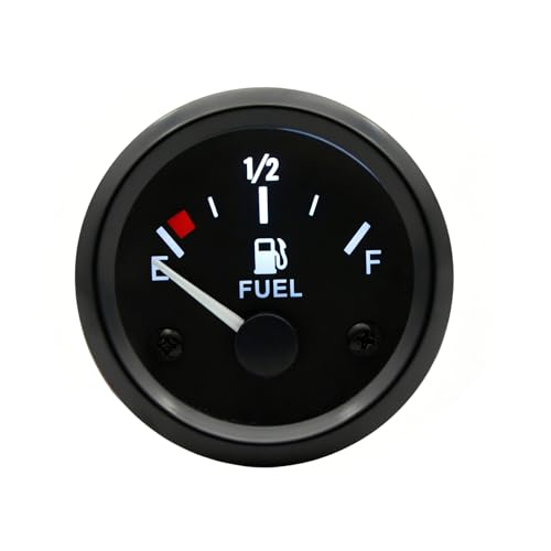 2" 52mm Fuel Level Gauge, 12V 240-33ohm Boat Fuel Gauge Gas Tank Meter with E-1/2-F Pointer Dash, Fuel Sensor with Nut and Bracket, Fit for Car RV Yacht Marine Motorcycle (Black)