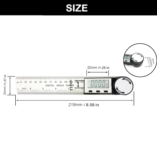 Digital Angle Finder, 2 in 1 Digital Angle Gauge 7 inch/200mm Stainless steel tool kit for Carpenter/Woodworking/DIY Tools - color: Silvery