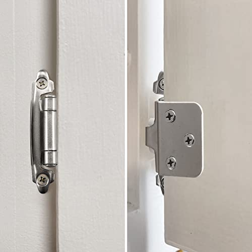 HOME MASTER HARDWARE Self Closing Overlay Cabinet Hinges 1/2" Variable Semi-Concealed Hinge for Kitchen Bathroom Hinges Flush Mount w/Cupboard Screws, Satin Nickel Finish 20 Pcs - color: Satin Nickel-20Pack, size: 1/2"Overlay