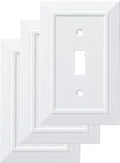 Franklin Brass Classic Architecture (3-Pack) Decorative Light Switch Cover Wall Plate Pure White 1-Gang Toggle Electrical Outlet Guard W35241V-PW-C - size: 3 Count (Pack of 1), style: Switch