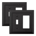 Classic Architecture Wall Plates,Light Switch covers, Electrical Outlet Covers, Duplex receptacle wall plates,Mid Size Bamboo Fiber Material Switch plates Matte Black (2 Gang Toggle/Decorator 2PK) - style: 2 Gang Toggle/Decorator 2PK