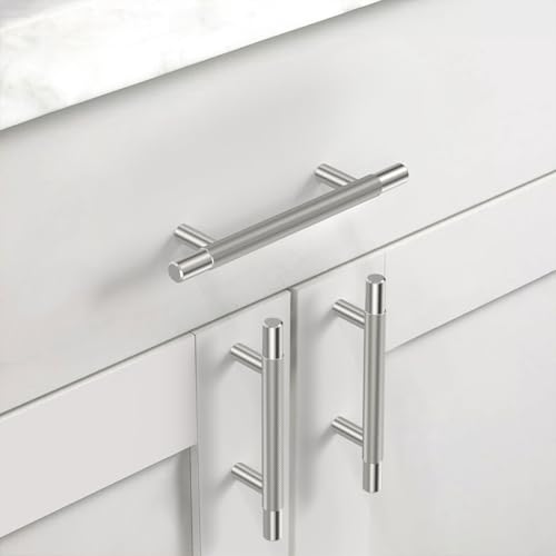 Asidrama 10 Pack 3.75 Inch(96mm) Brushed Satin Nickel Knurled Kitchen Cabinet Handles, Cabinet Pulls Kitchen Cabinet Hardware for Cupboard Drawer Pulls - color: Brushed Satin Nickel, size: 3.75" Hole Center