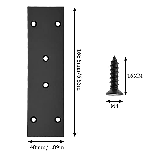 Bonsicoky 4Pcs Flat Straight Brace Brackets, 6.7 x 1.9 / 169 x 48mm - size: 6.6" x 1.9" - 4 PCS, style: Black