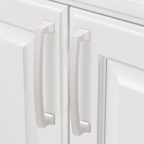 COTYKILEY 10 Pack 5 Inch(128mm) Brushed Satin Nickel Cabinet Handles Kitchen Cabinet Pulls Cabinet Door Handles Kitchen Cabinet Hardware - color: Brushed Satin Nickel, size: 5" Hole Center（128MM）