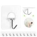 Adhesive Wall Hooks No Drill Clear Heavy Duty, 13LB Sticky 12 Pack - color: Clear, size: Medium 12 Pcs