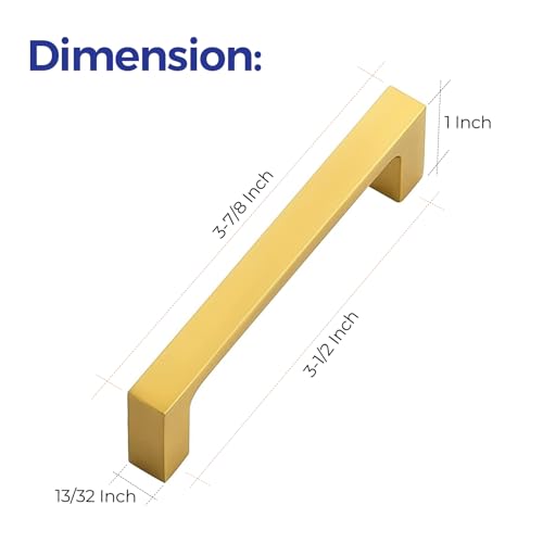 Ravinte Brushed Brass Solid Pulls Cabinet Handles 3-1/2 Inch 10 Pack - size: 3-1/2 Inch Hole Center
