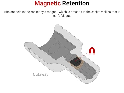 TEKTON 1/2 Inch Drive x 1/4 Inch Magnetic Hex Bit Holder Socket | SHA25402 - size: 1/2 Inch