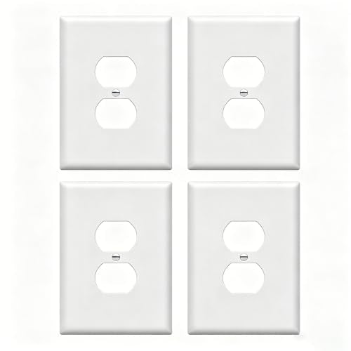 ZEFTV Over-Size Duplex Outlet Cover Wall Plates 1-Gang 5.5" x 3.5" Switch Outlet Electrical Cover Plate Unbreakable Thermoplastic Faceplate for Light Receptacle Outlet Switch, White (4 Pack) - color: Over-Size,Single Duplex, size: 4 Pack