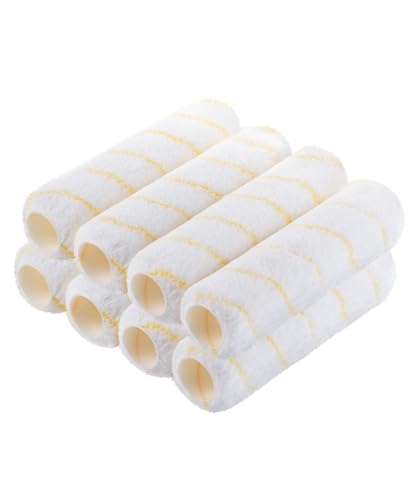 Bates- Paint Roller Covers, 9", Yellow Stripes, 8 Pack, Covers for Paint Rollers 9 Inch, 9 Inch Paint Roller Covers, Paint Roller Cover, Paint Roller Covers 9 Inch, Large Paint Roller Covers - color: Yellow Stripes, size: 9 Inch, 8 Pack
