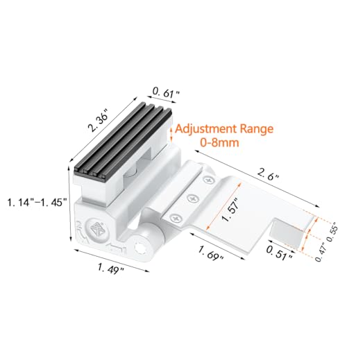 2 Set White Adjustable Portable Door Lock,Security Door Reinforcement Lock - color: White